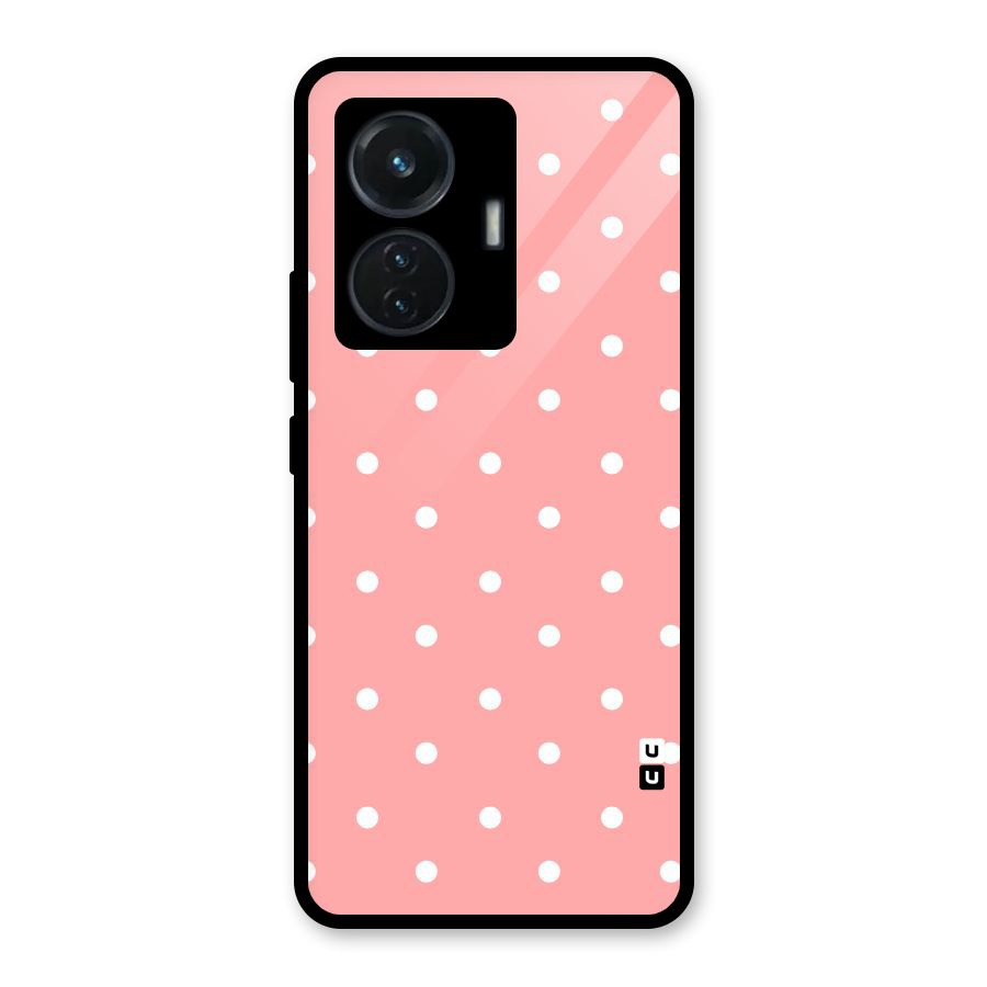 Peach Polka Pattern Glass Back Case for iQOO Z6 44W