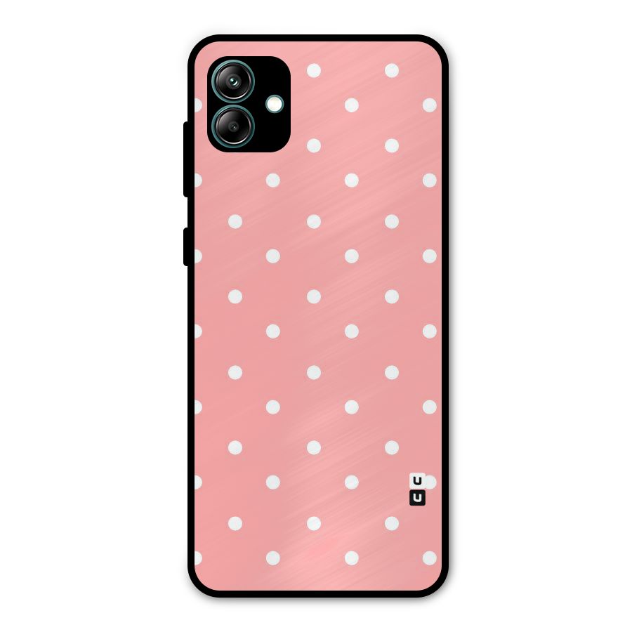 Peach Polka Pattern Metal Back Case for Galaxy A04