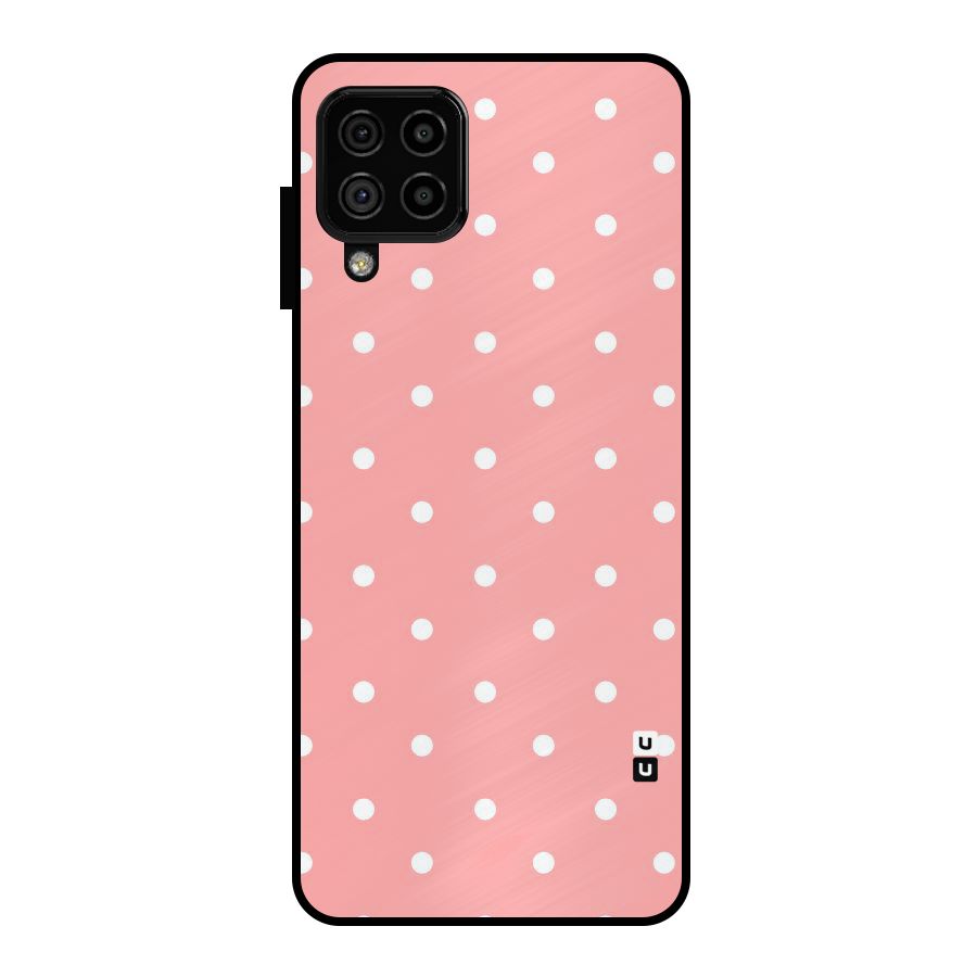 Peach Polka Pattern Metal Back Case for Galaxy A22 4G