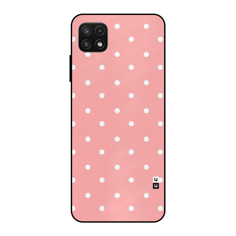 Peach Polka Pattern Metal Back Case for Galaxy A22 5G