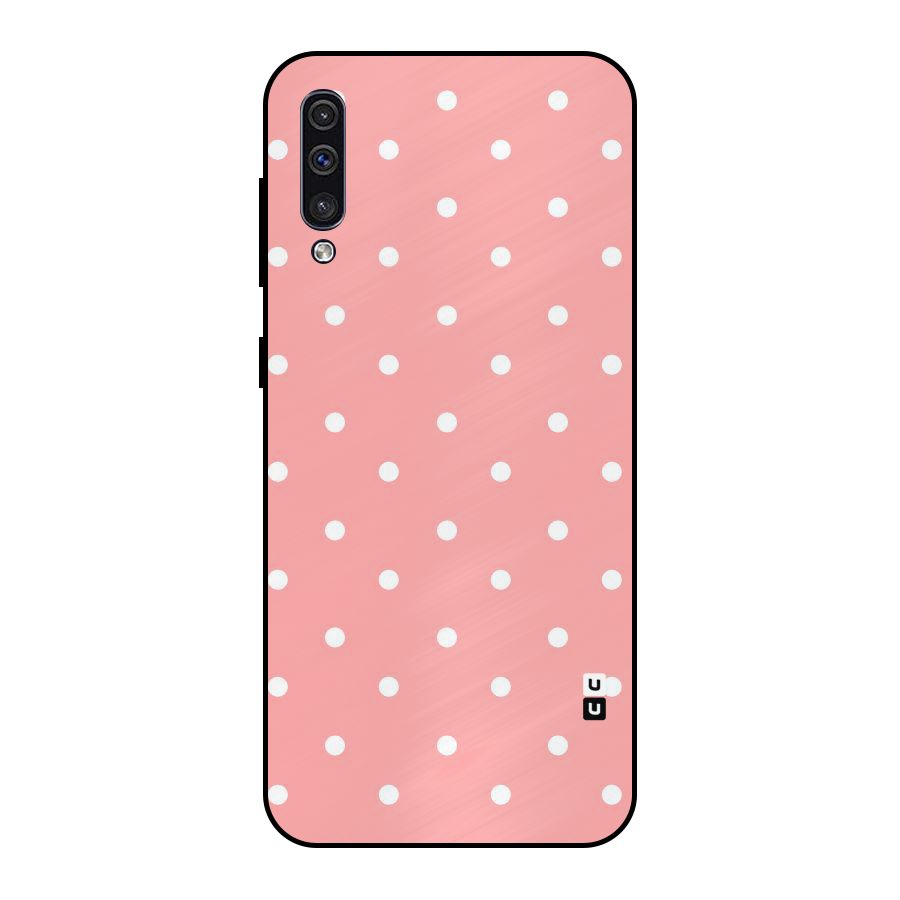 Peach Polka Pattern Metal Back Case for Galaxy A30s