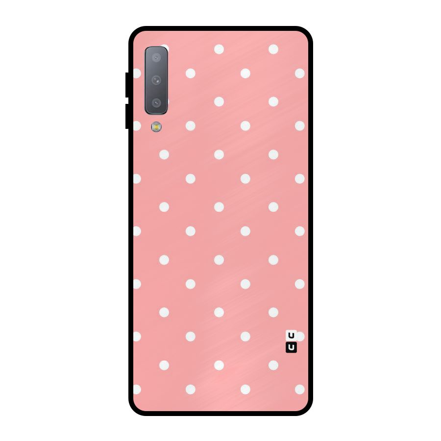 Peach Polka Pattern Metal Back Case for Galaxy A7 (2018)