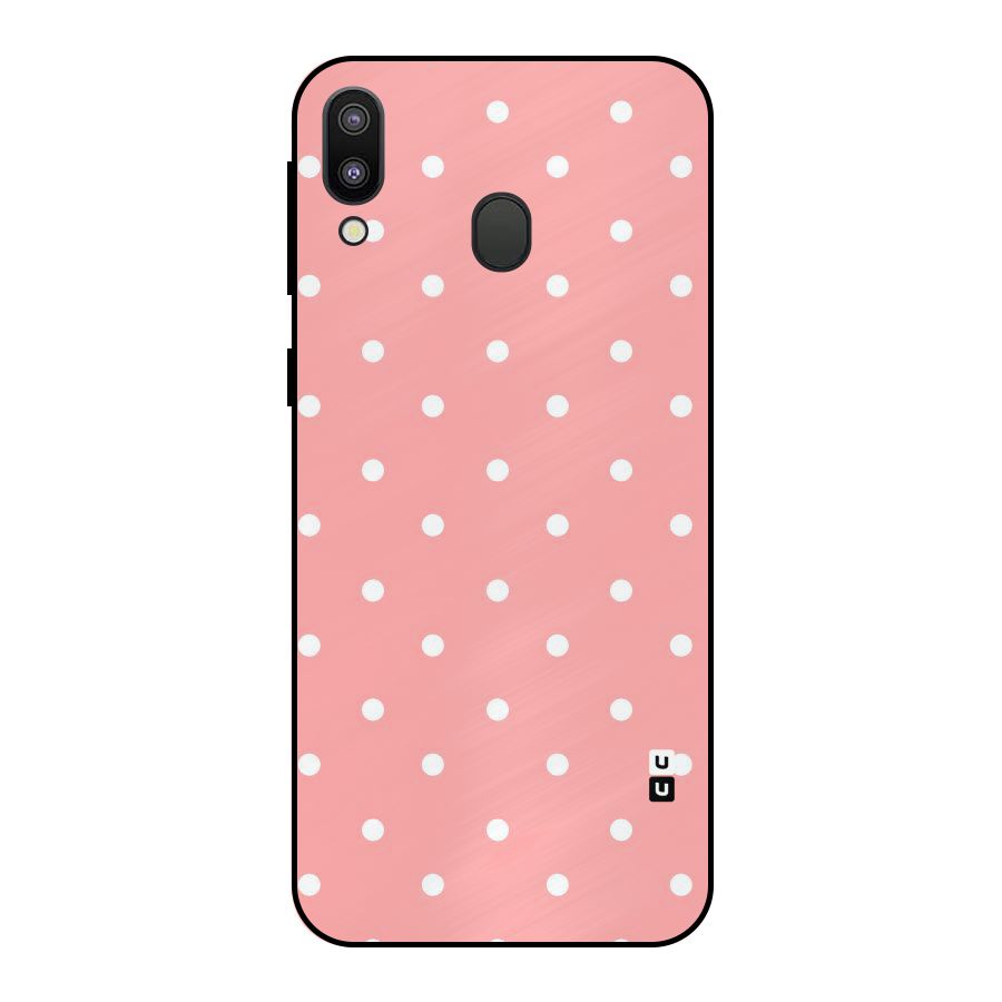 Peach Polka Pattern Metal Back Case for Galaxy M20