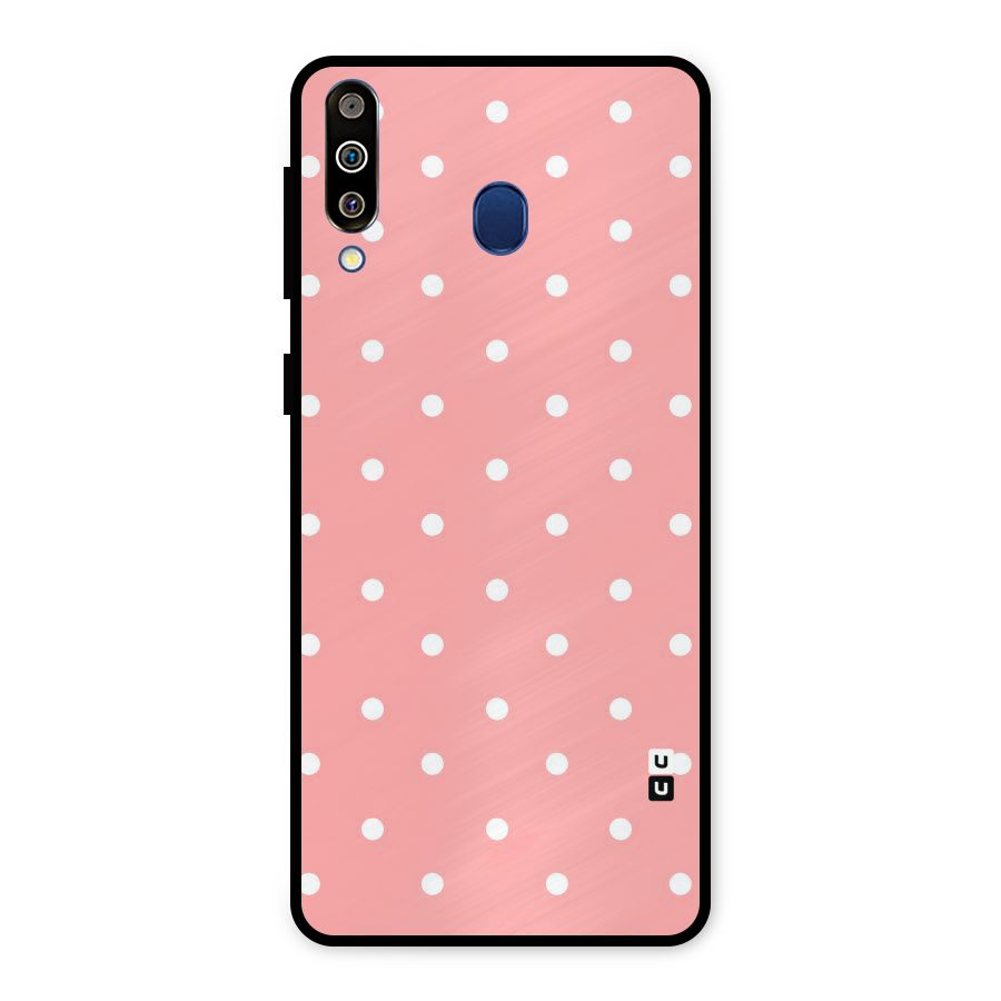 Peach Polka Pattern Metal Back Case for Galaxy M30