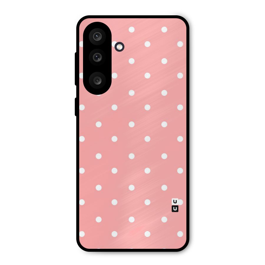 Peach Polka Pattern Metal Back Case for Galaxy M56