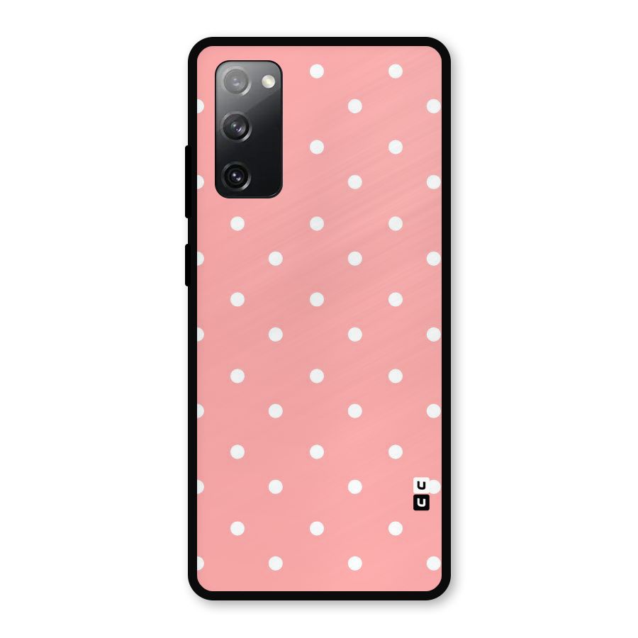 Peach Polka Pattern Metal Back Case for Galaxy S20 FE 5G