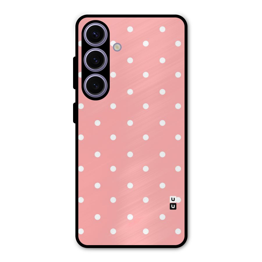 Peach Polka Pattern Metal Back Case for Galaxy S24