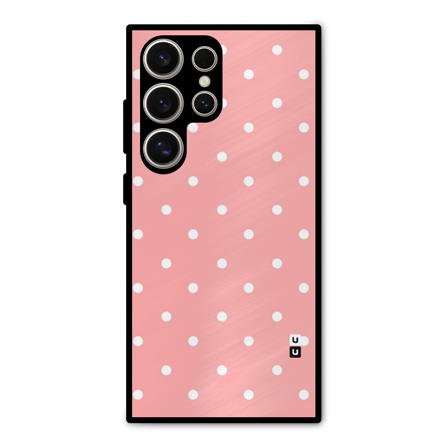 Peach Polka Pattern Metal Back Case for Galaxy S24 Ultra