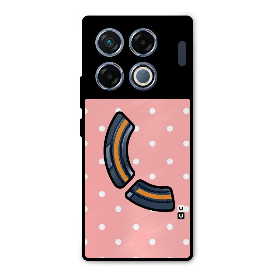 Peach Polka Pattern Metal Back Case for Infinix GT 20 Pro