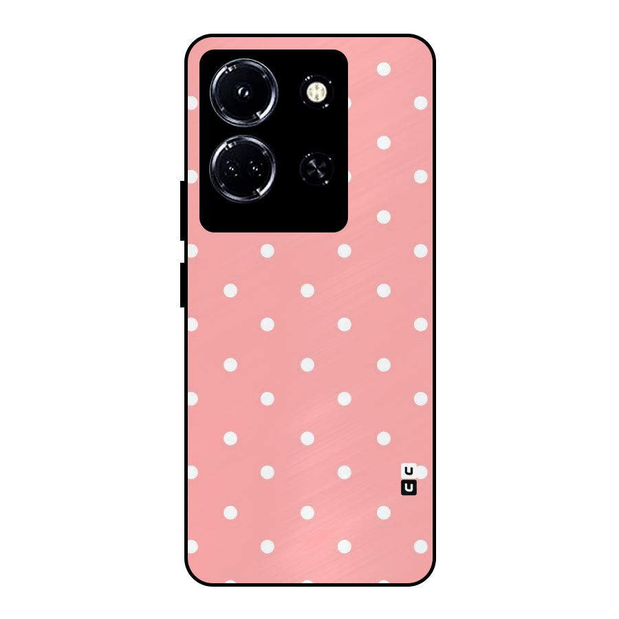 Peach Polka Pattern Metal Back Case for Infinix Note 30 5G