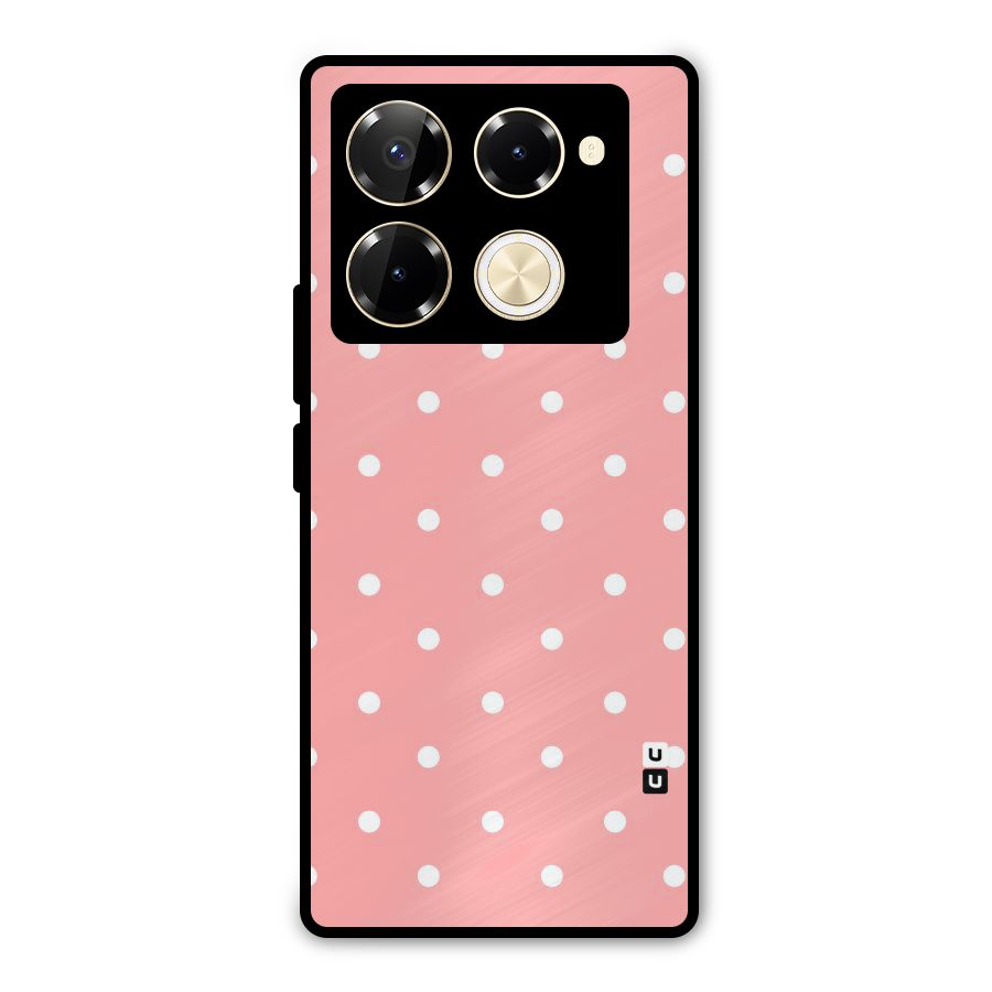 Peach Polka Pattern Metal Back Case for Infinix Note 40 Pro Plus