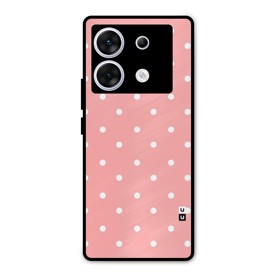 Peach Polka Pattern Metal Back Case for Infinix Zero 30 5G