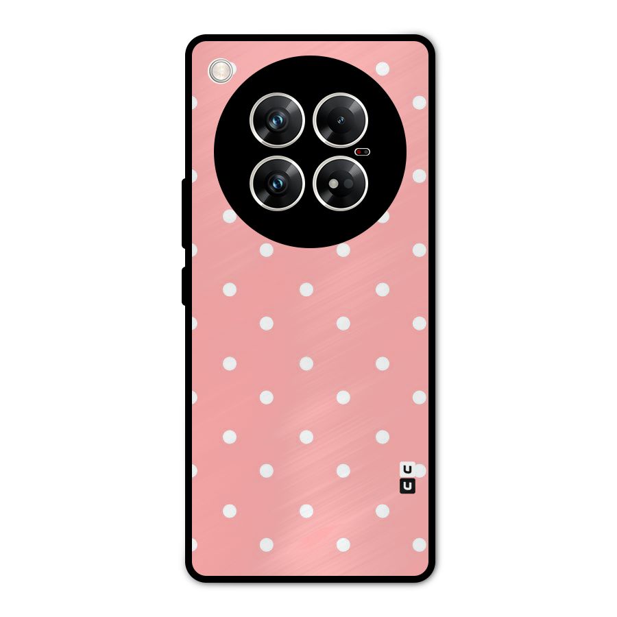 Peach Polka Pattern Metal Back Case for Infinix Zero 40 5G
