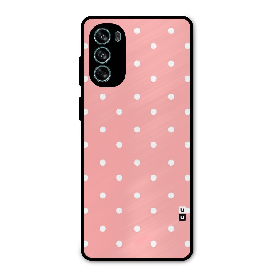 Peach Polka Pattern Metal Back Case for Moto G62