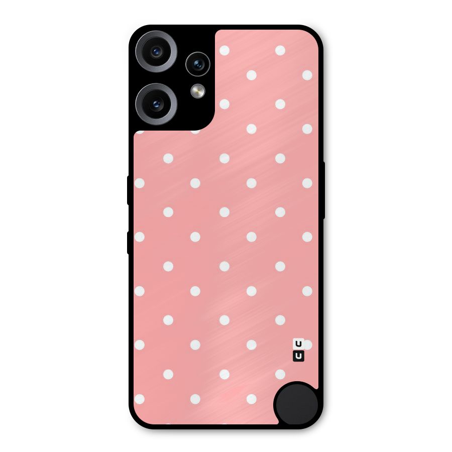 Peach Polka Pattern Metal Back Case for Nothing CMF Phone 2 Pro