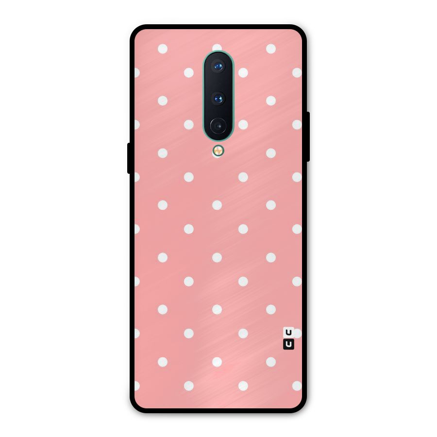 Peach Polka Pattern Metal Back Case for OnePlus 8