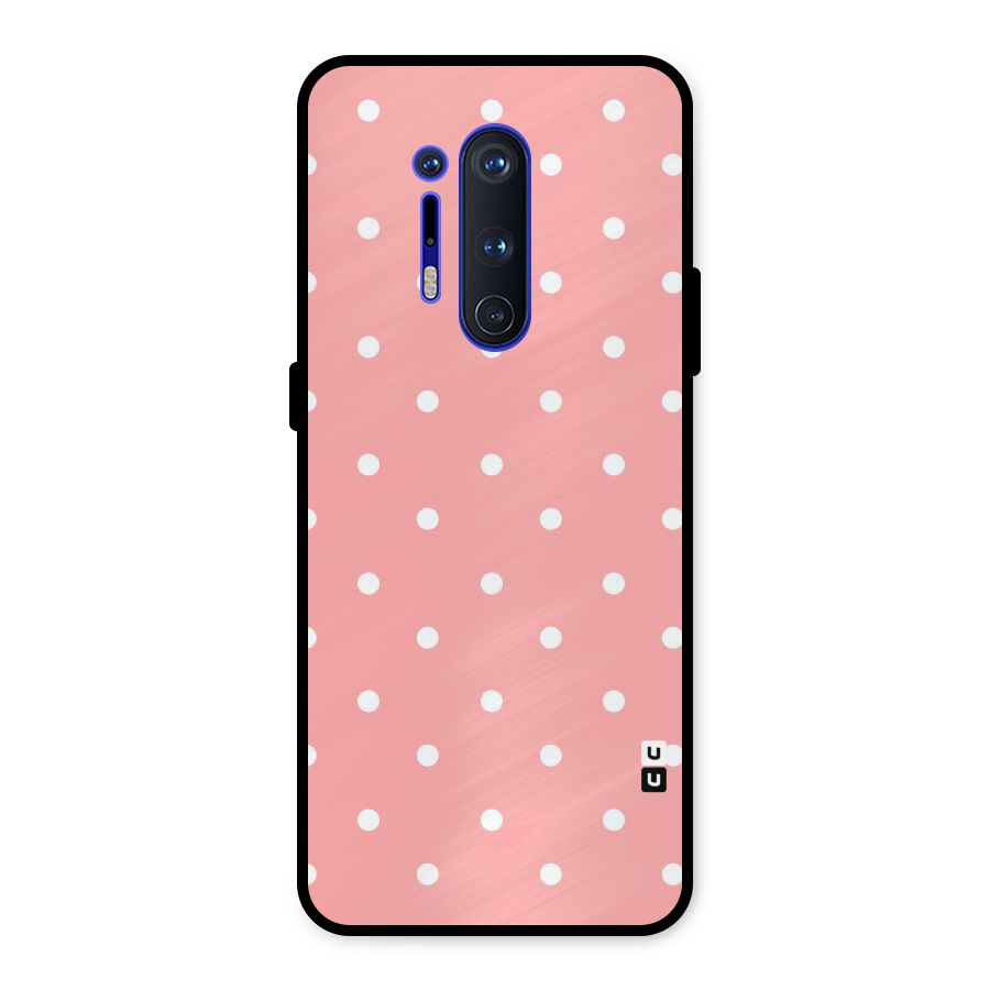 Peach Polka Pattern Metal Back Case for OnePlus 8 Pro