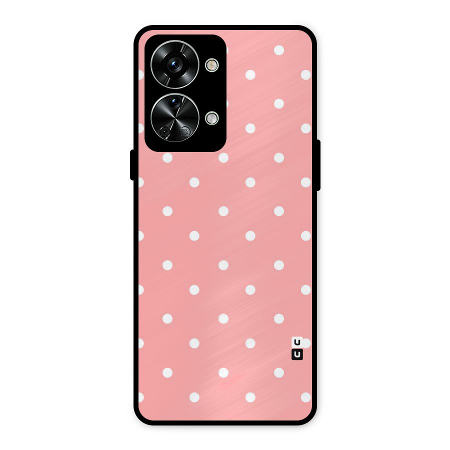 Peach Polka Pattern Metal Back Case for OnePlus Nord 2T