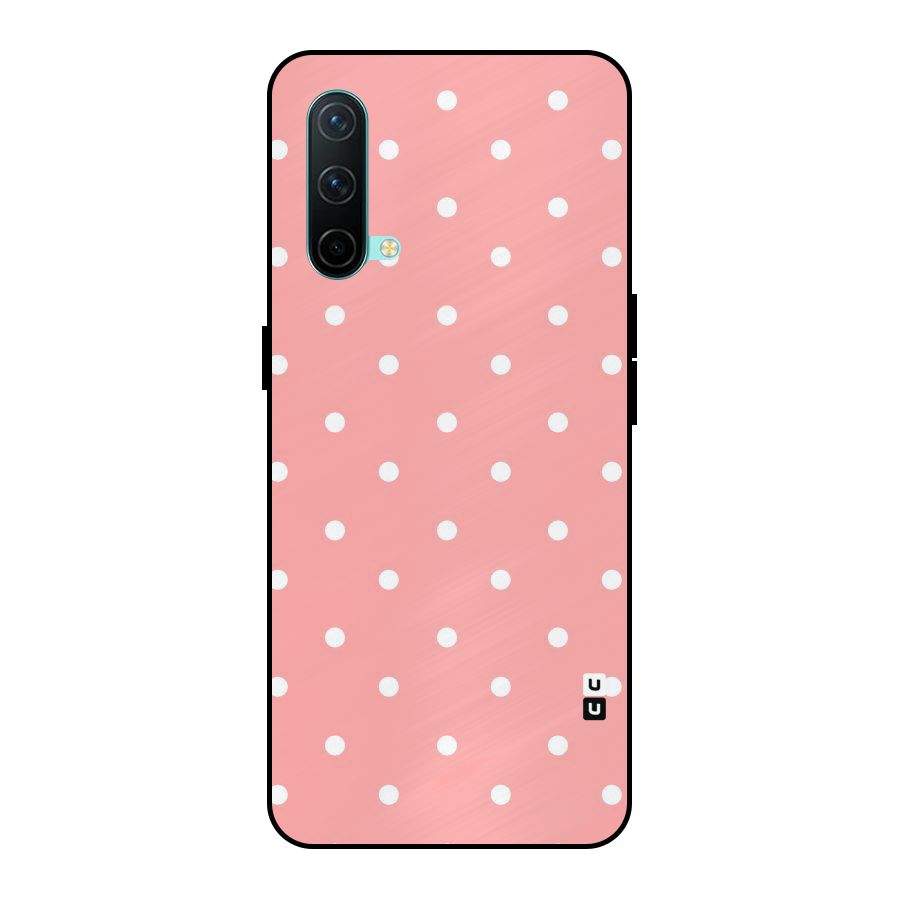 Peach Polka Pattern Metal Back Case for OnePlus Nord CE 5G