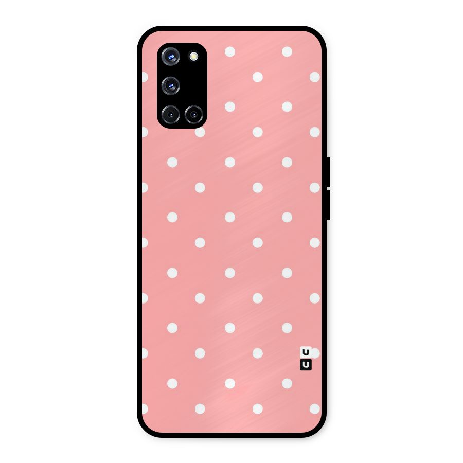 Peach Polka Pattern Metal Back Case for Oppo A52