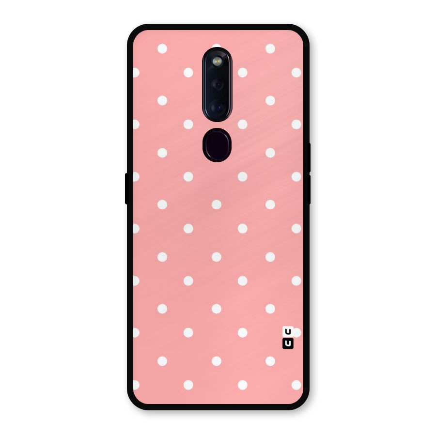 Peach Polka Pattern Metal Back Case for Oppo F11 Pro