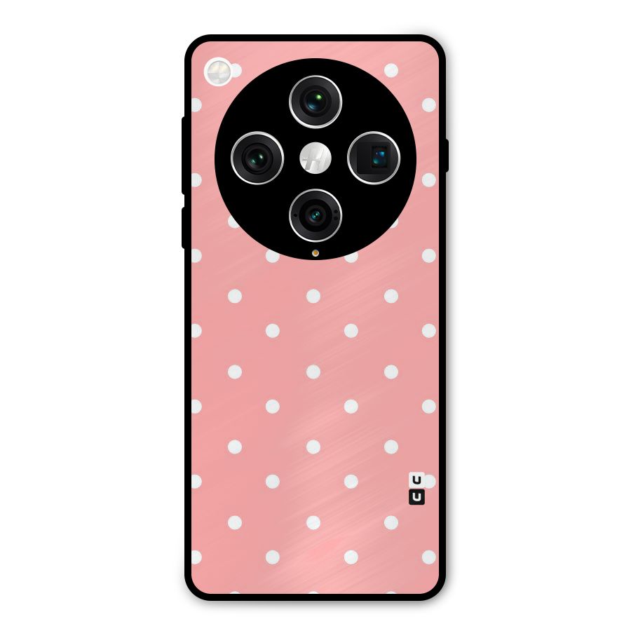 Peach Polka Pattern Metal Back Case for Oppo Find X8 Pro