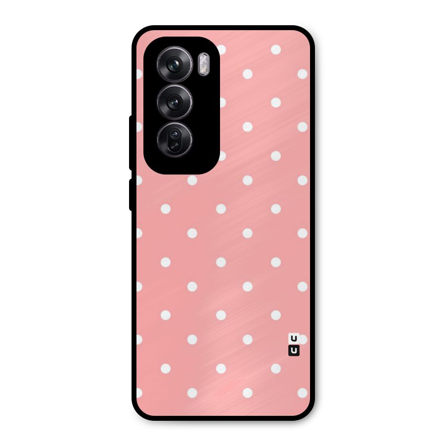 Peach Polka Pattern Metal Back Case for Oppo Reno12 Pro