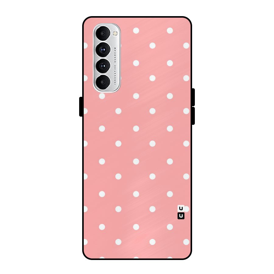 Peach Polka Pattern Metal Back Case for Oppo Reno4 Pro