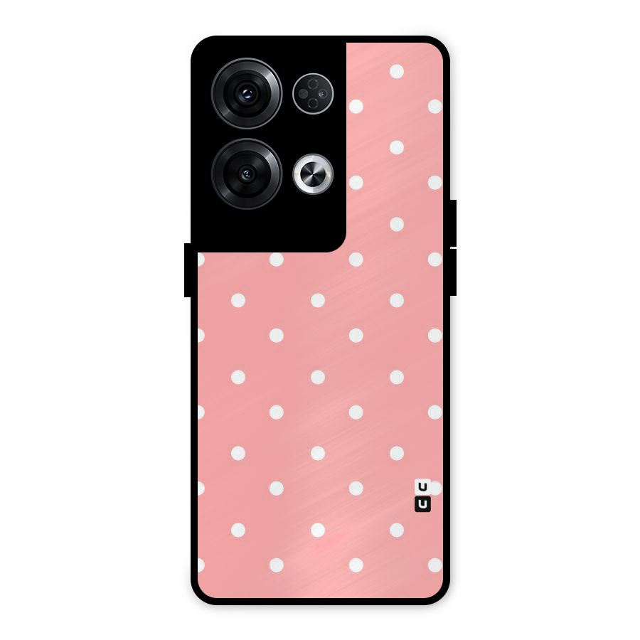 Peach Polka Pattern Metal Back Case for Oppo Reno8 Pro 5G