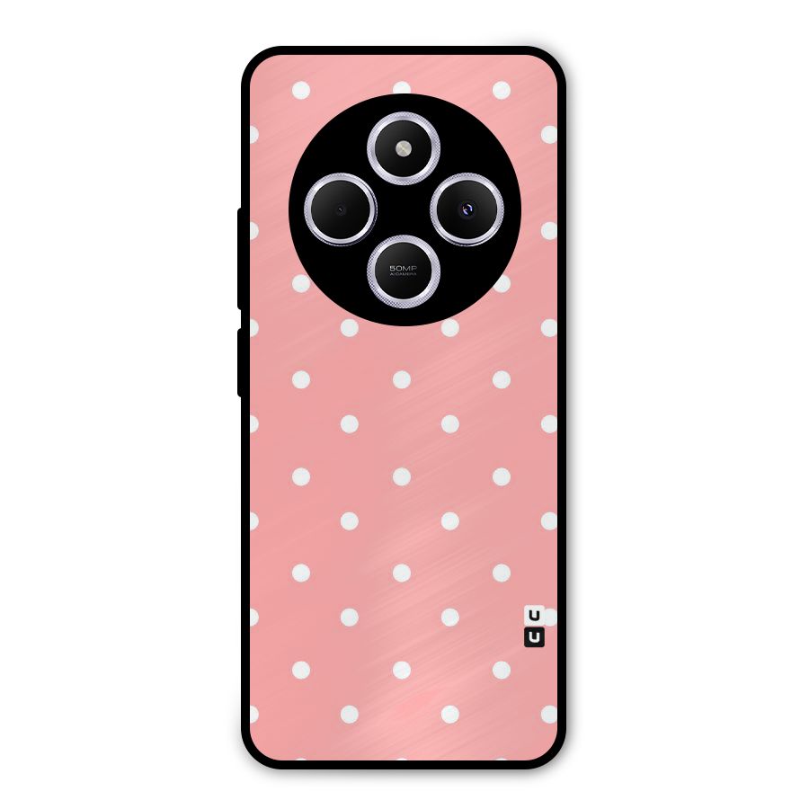 Peach Polka Pattern Metal Back Case for Poco M7