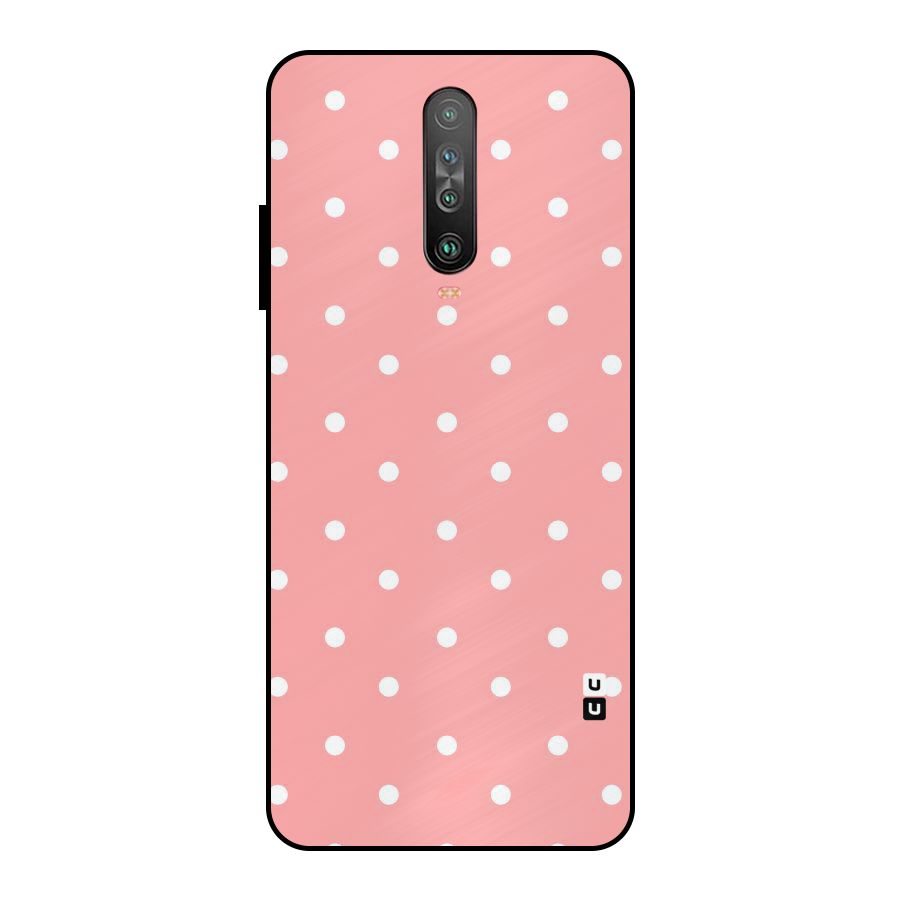 Peach Polka Pattern Metal Back Case for Poco X2