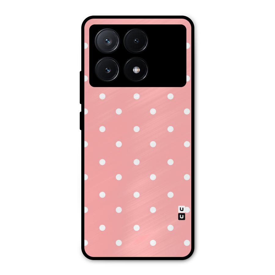 Peach Polka Pattern Metal Back Case for Poco X6 Pro