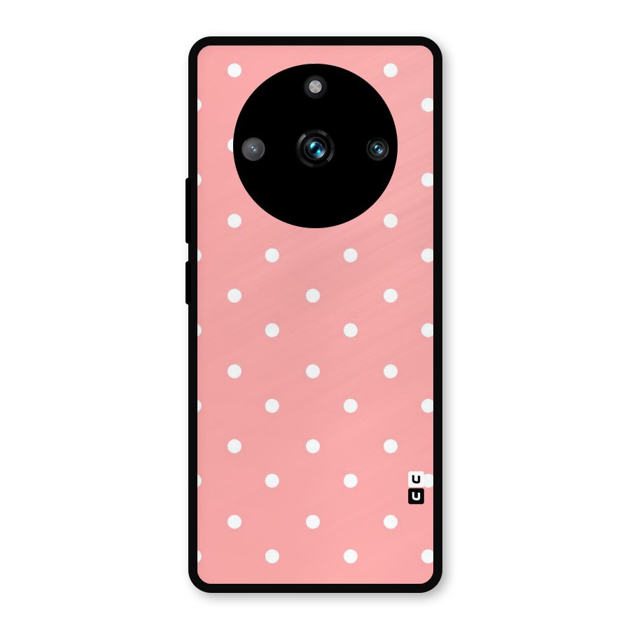Peach Polka Pattern Metal Back Case for Realme 11 Pro