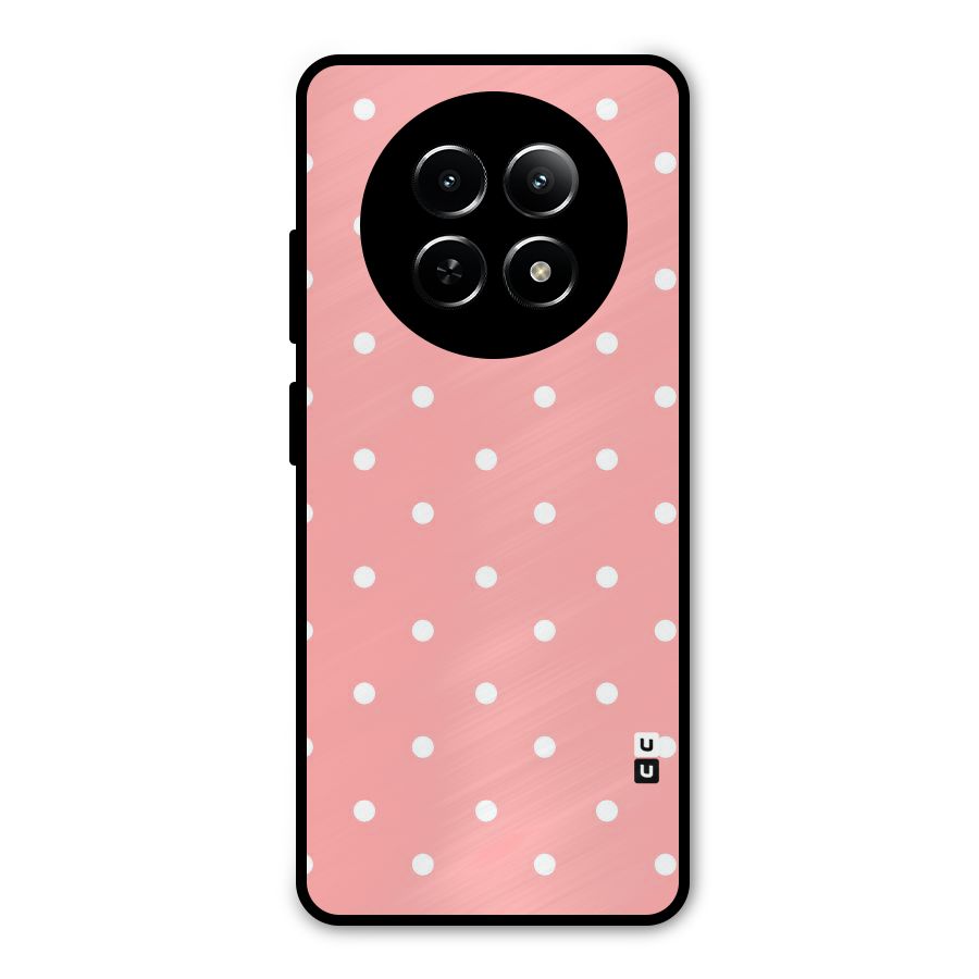 Peach Polka Pattern Metal Back Case for Realme 12 5G