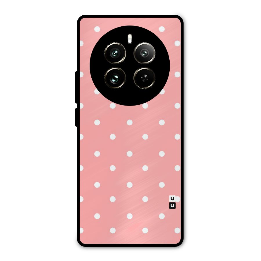 Peach Polka Pattern Metal Back Case for Realme 12 Pro