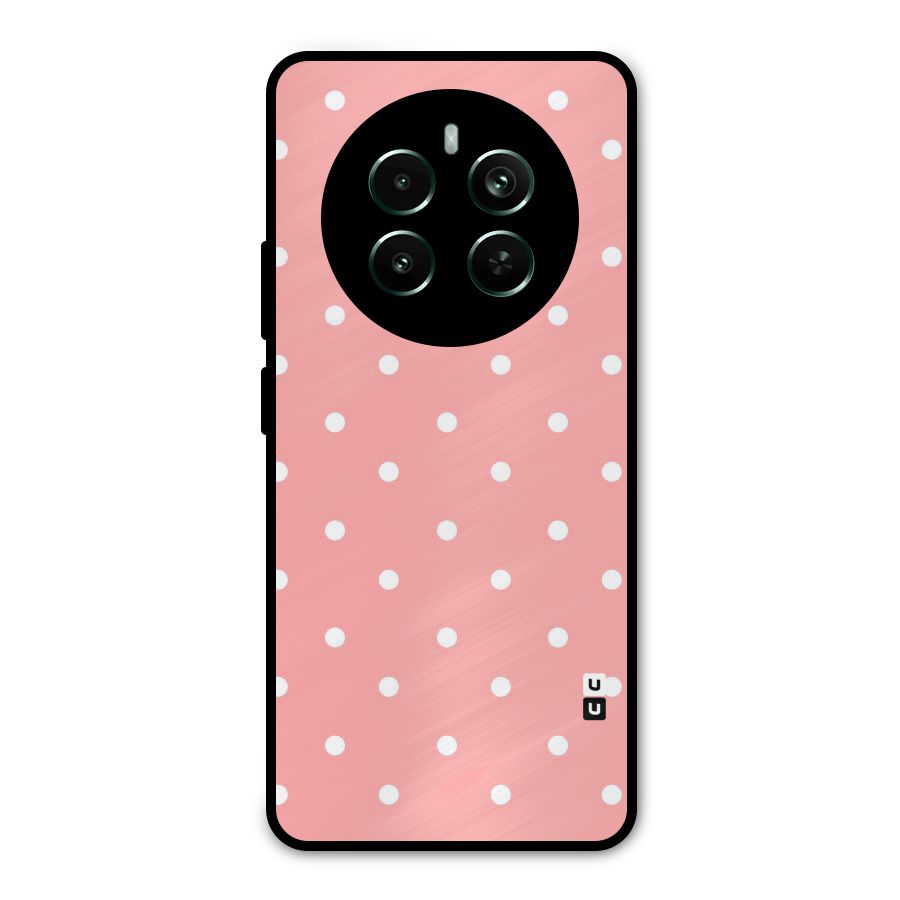 Peach Polka Pattern Metal Back Case for Realme 12 Pro Plus