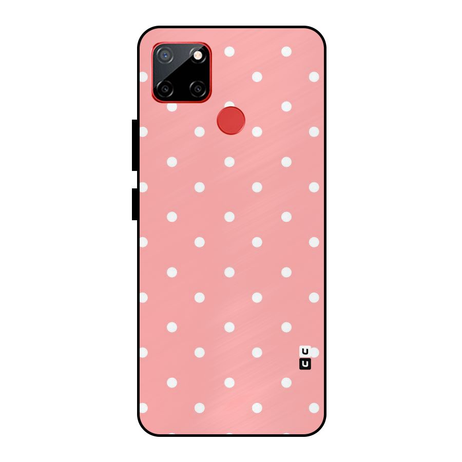 Peach Polka Pattern Metal Back Case for Realme C12