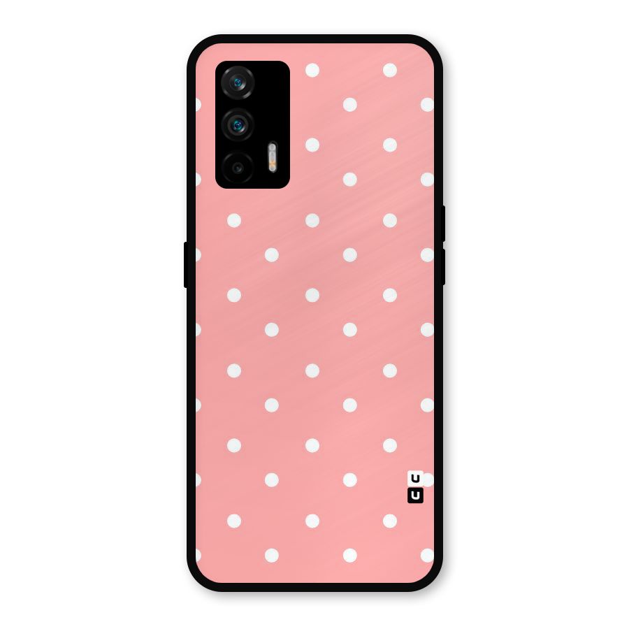 Peach Polka Pattern Metal Back Case for Realme GT 5G