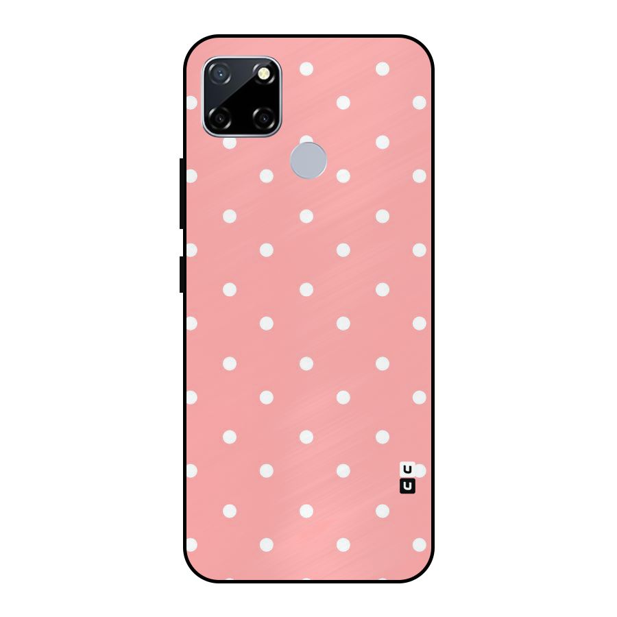 Peach Polka Pattern Metal Back Case for Realme Narzo 20