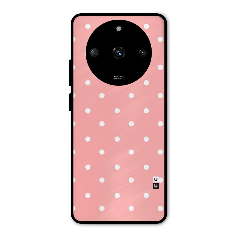 Peach Polka Pattern Metal Back Case for Realme Narzo 60 5G