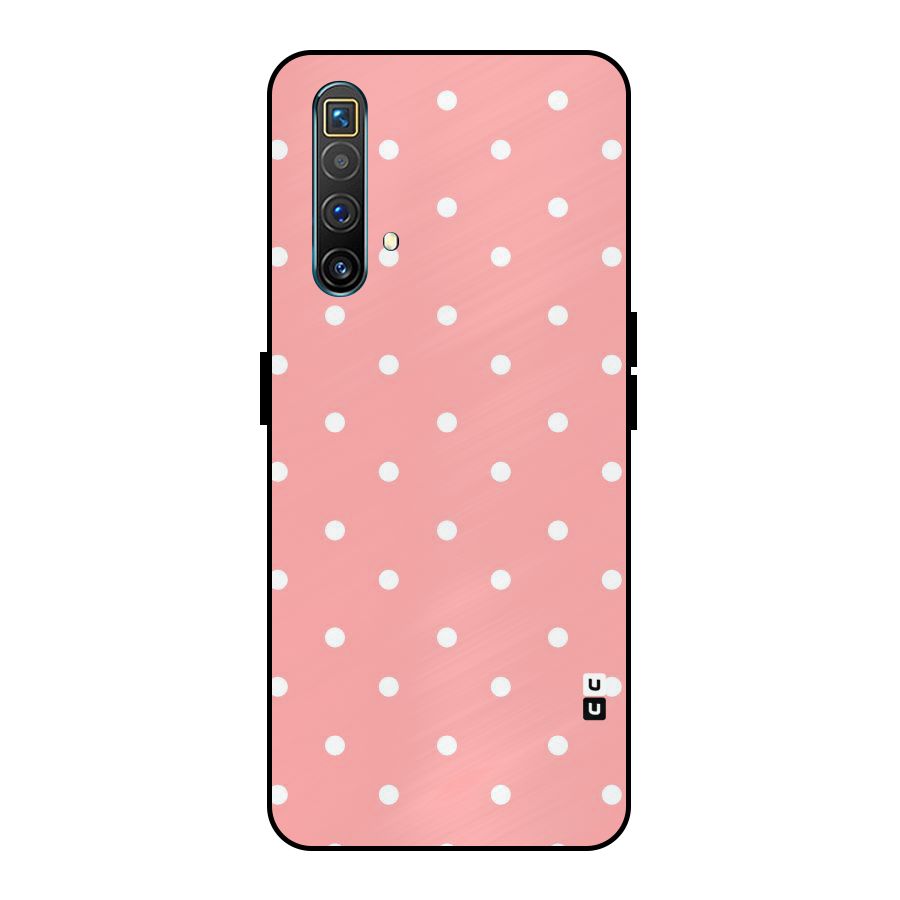 Peach Polka Pattern Metal Back Case for Realme X3 SuperZoom