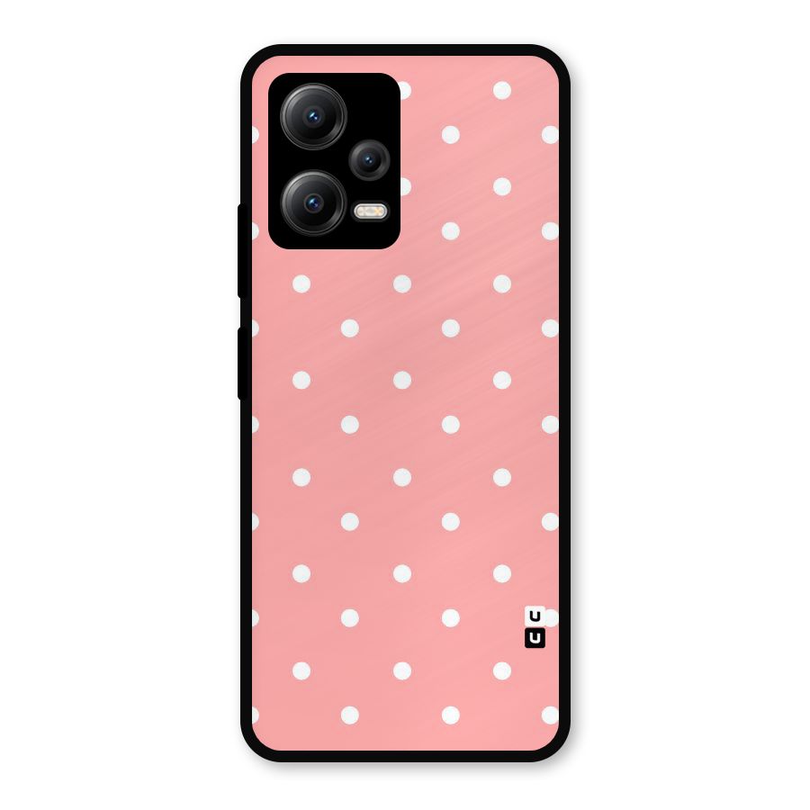 Peach Polka Pattern Metal Back Case for Redmi Note 12 5G