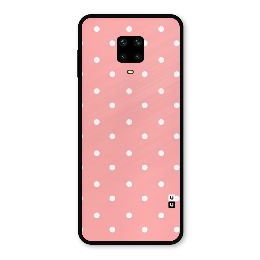 Peach Polka Pattern Metal Back Case for Redmi Note 9 Pro Max