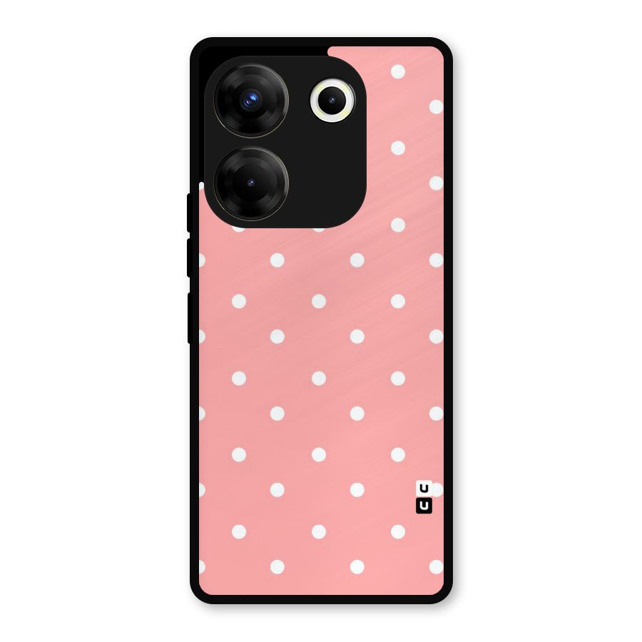 Peach Polka Pattern Metal Back Case for Tecno Camon 20 Pro