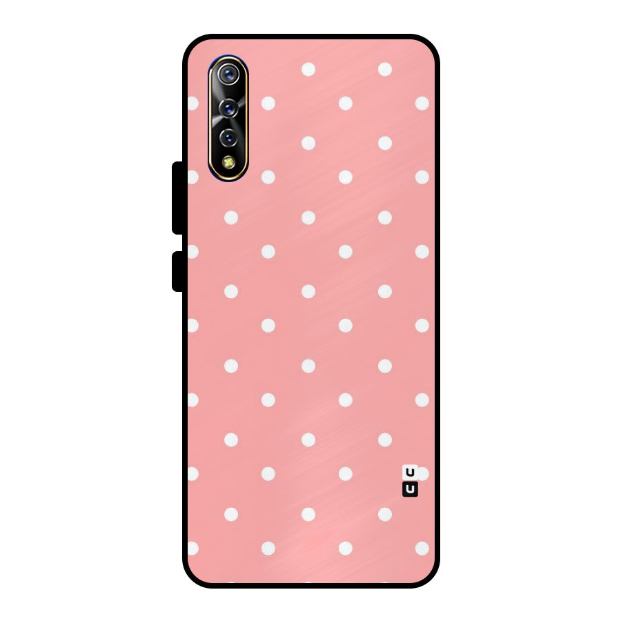 Peach Polka Pattern Metal Back Case for Vivo S1