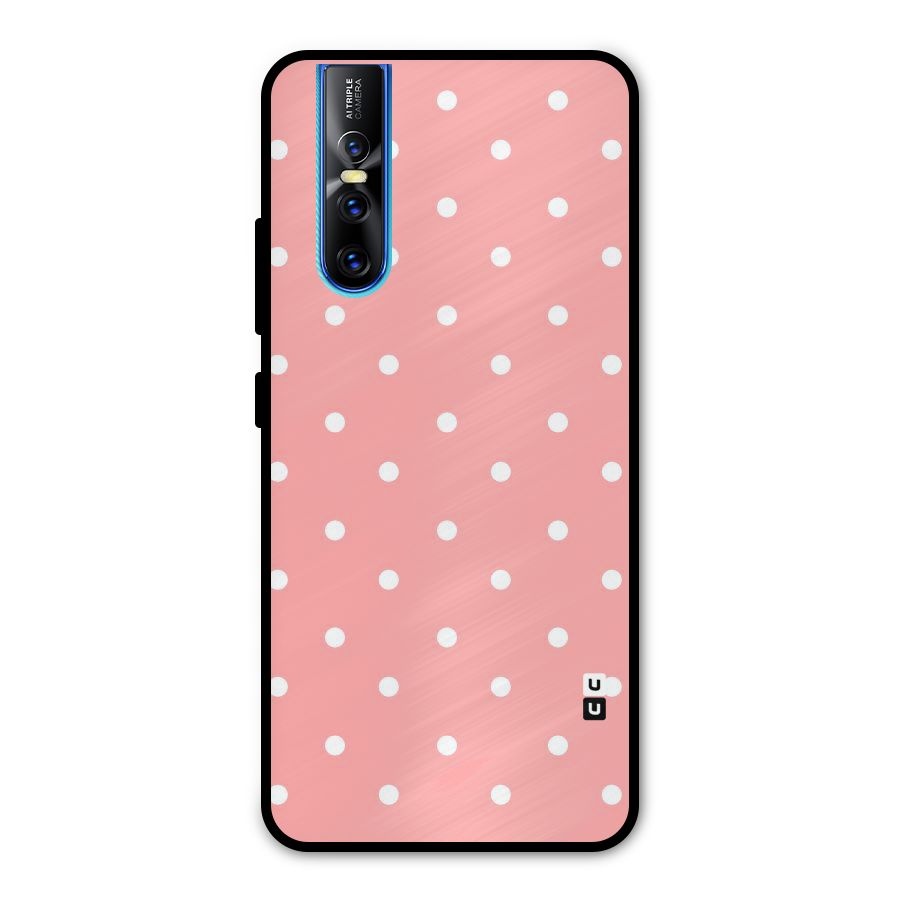Peach Polka Pattern Metal Back Case for Vivo V15 Pro