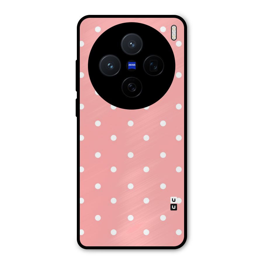 Peach Polka Pattern Metal Back Case for Vivo X200
