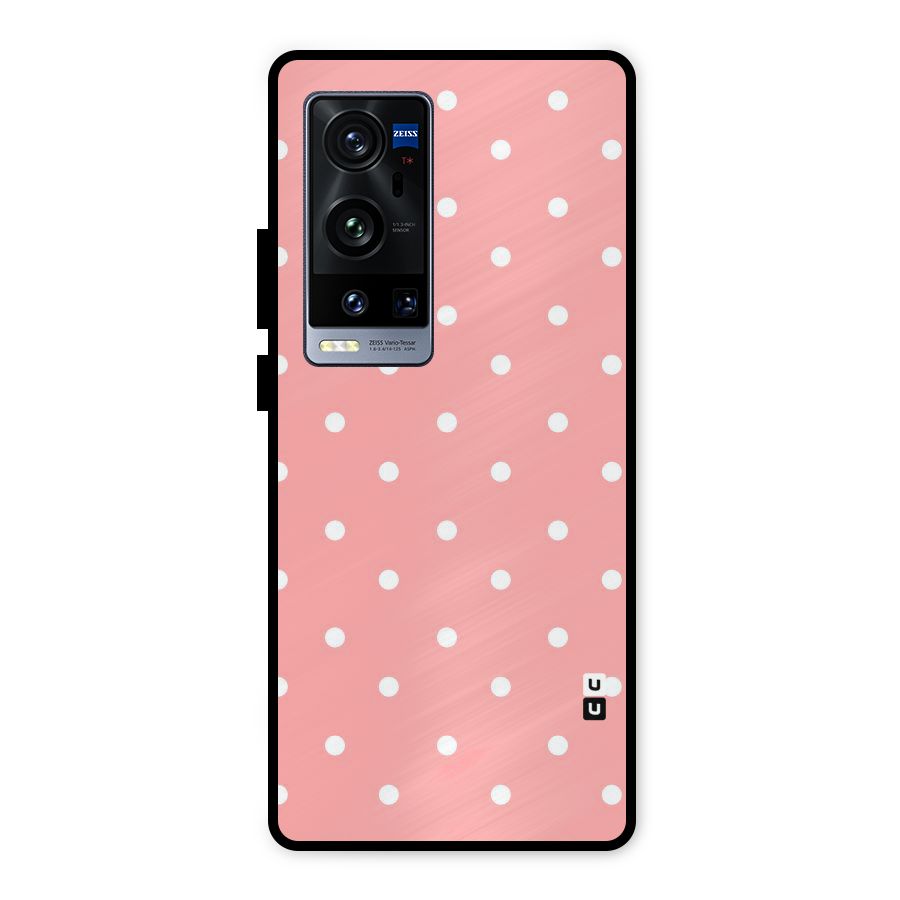 Peach Polka Pattern Metal Back Case for Vivo X60 Pro Plus