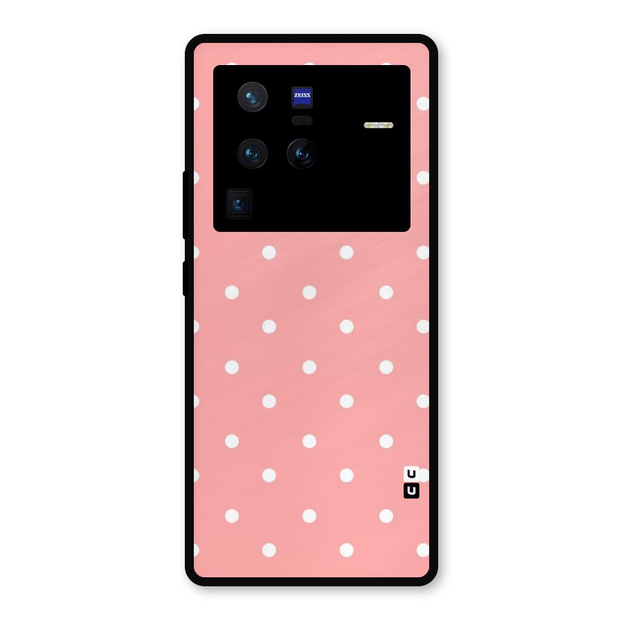Peach Polka Pattern Metal Back Case for Vivo X80 Pro