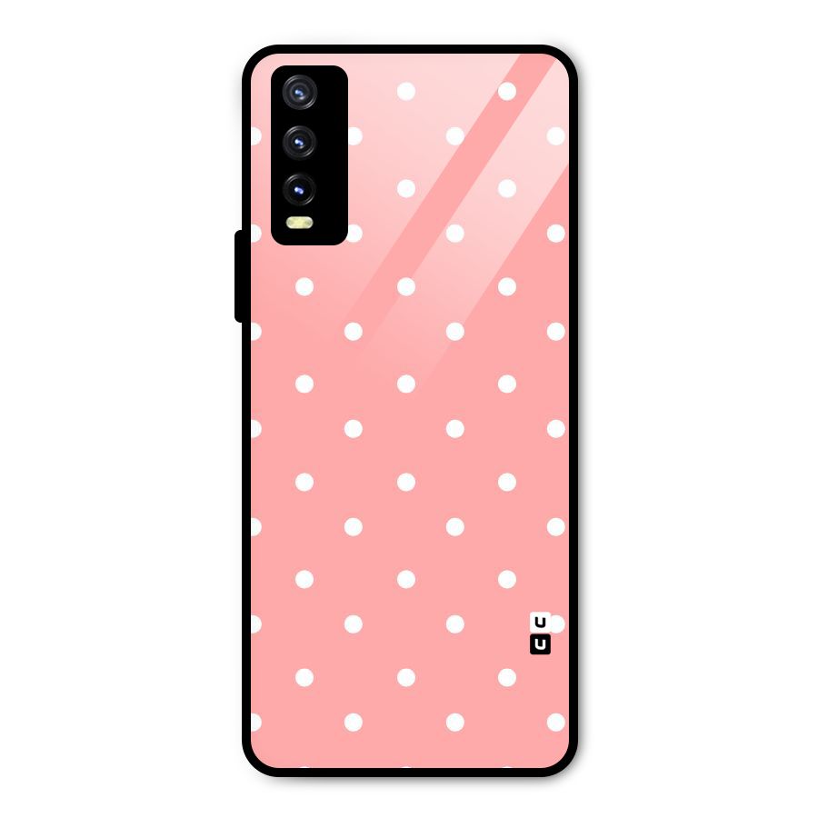 Peach Polka Pattern Metal Back Case for Vivo Y20g